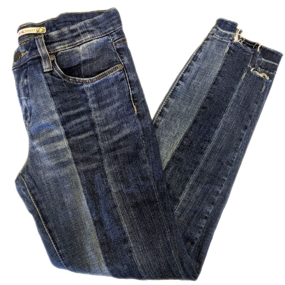 Chelsea & Violet colorblocked striped, cotton blend jeans, size 27